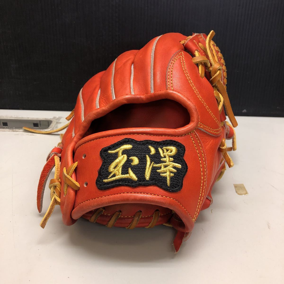 玉澤 軟式用 グローブ 投手 江戸前玉澤 特別仕様 謹製 完全手作り 純日本製 オレンジ系